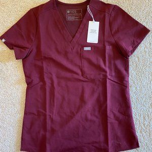 Figs Burgundy Scrub Top XS